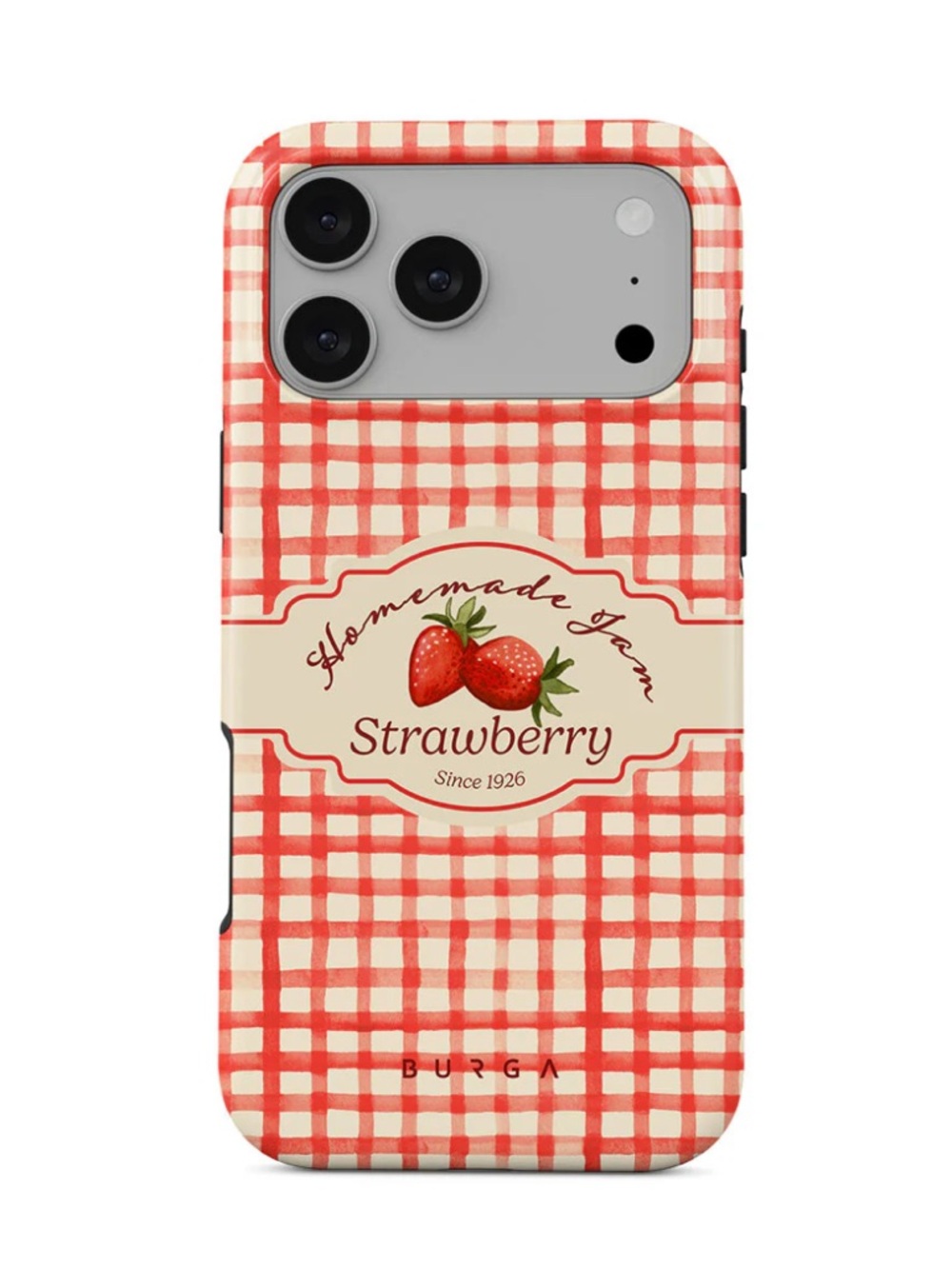 Burga IPhone 17 pro phone case Strawberry Gingham Print BRAND NEW